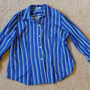 Jones New York Signature Blue Striped Button Down blouse